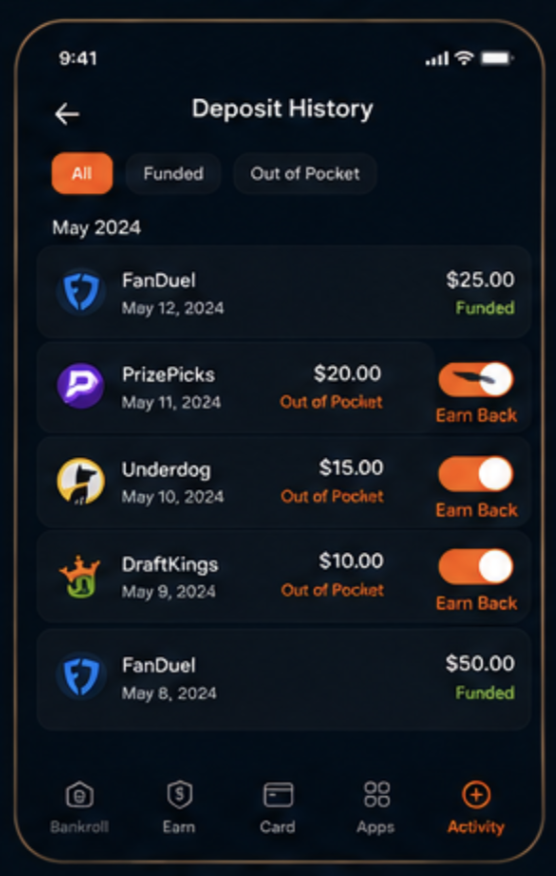 CoverSports referrals and activity screen